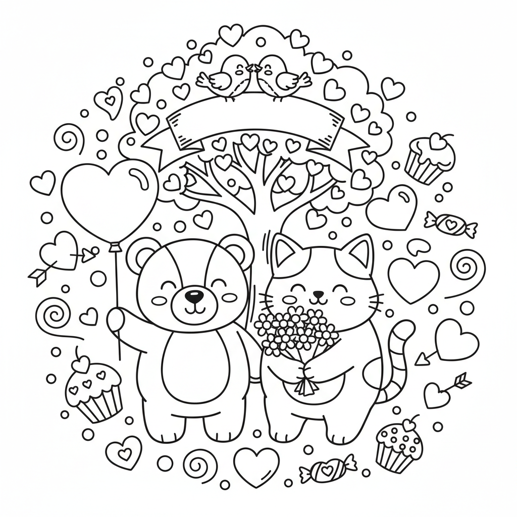 Valentine's Day coloring page for kids - Standard style