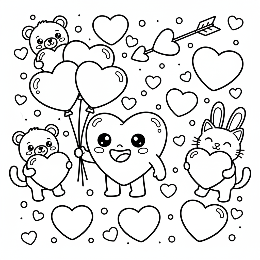 Valentine's Day coloring page for preschoolers - Standard style