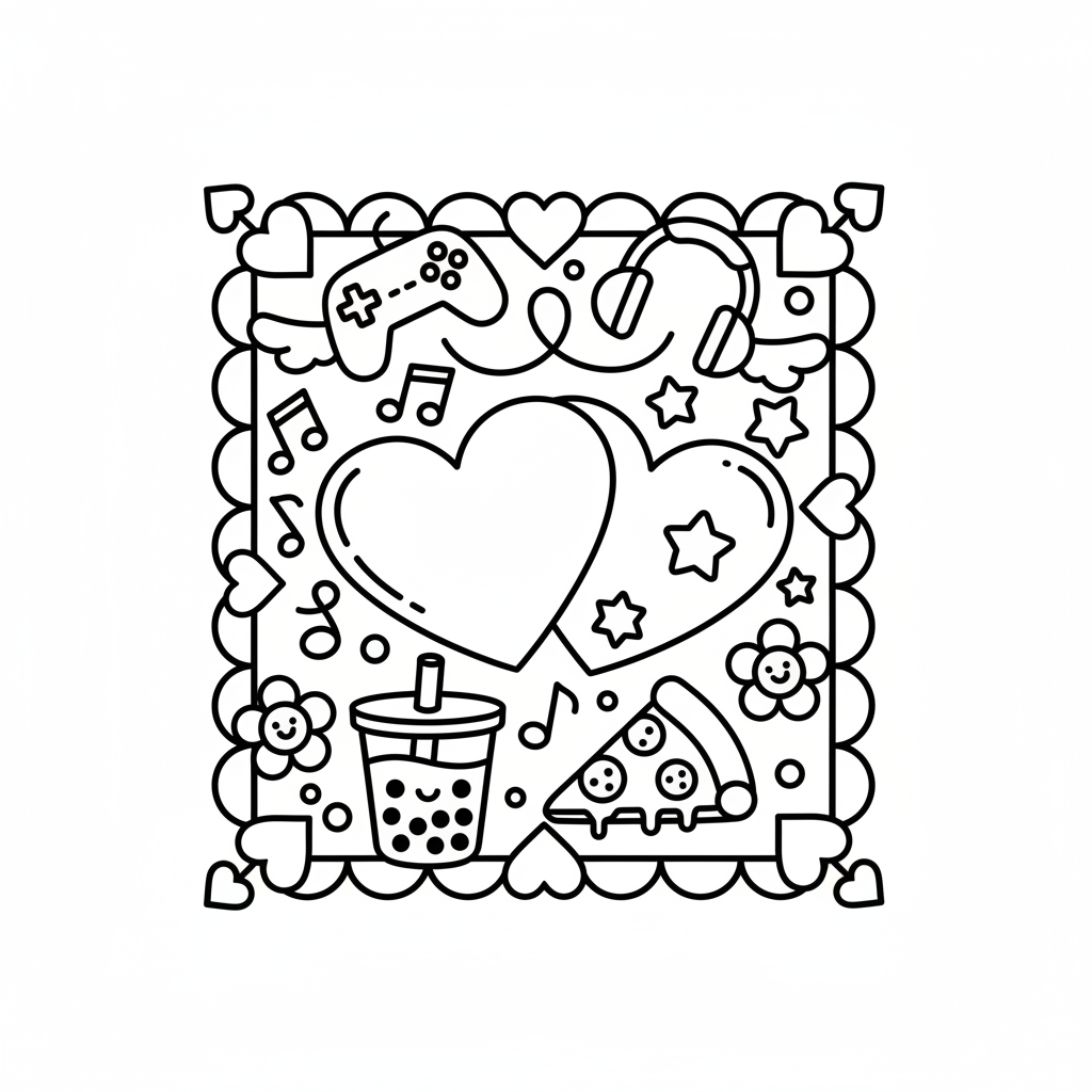 Valentine's Day coloring page for teens - Standard style
