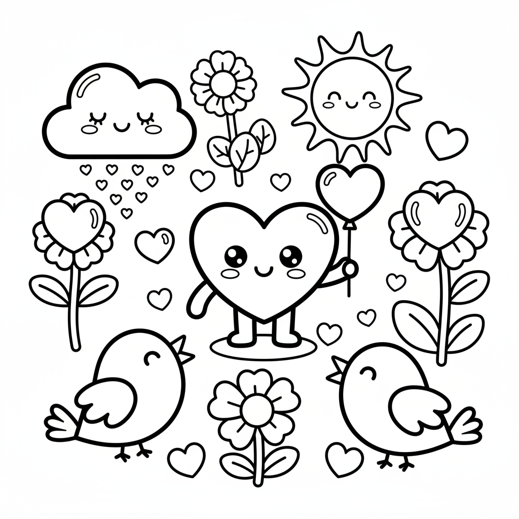 Valentine's Day coloring page for toddlers - Standard style