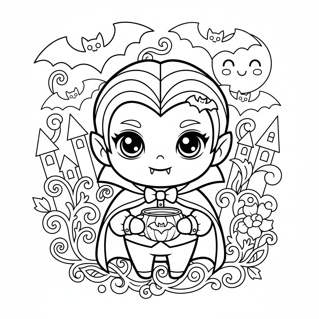 Vampire coloring page for adults - Standard style