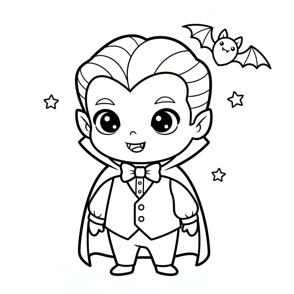 Vampire coloring page for kids - Standard style
