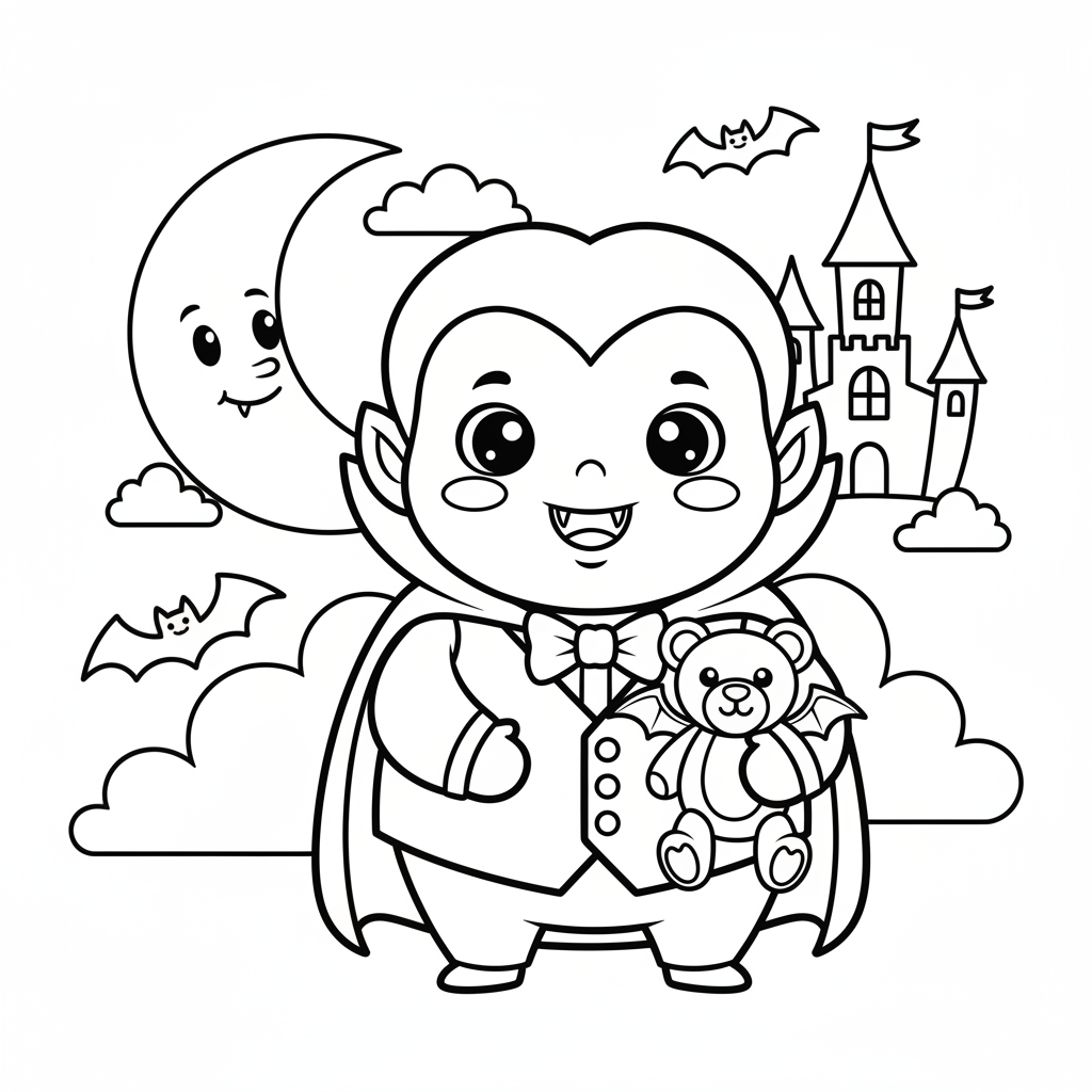 Vampire coloring page for preschoolers - Standard style