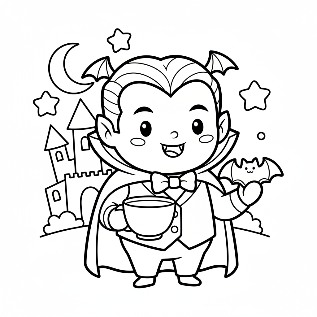 Vampire coloring page for seniors - Standard style
