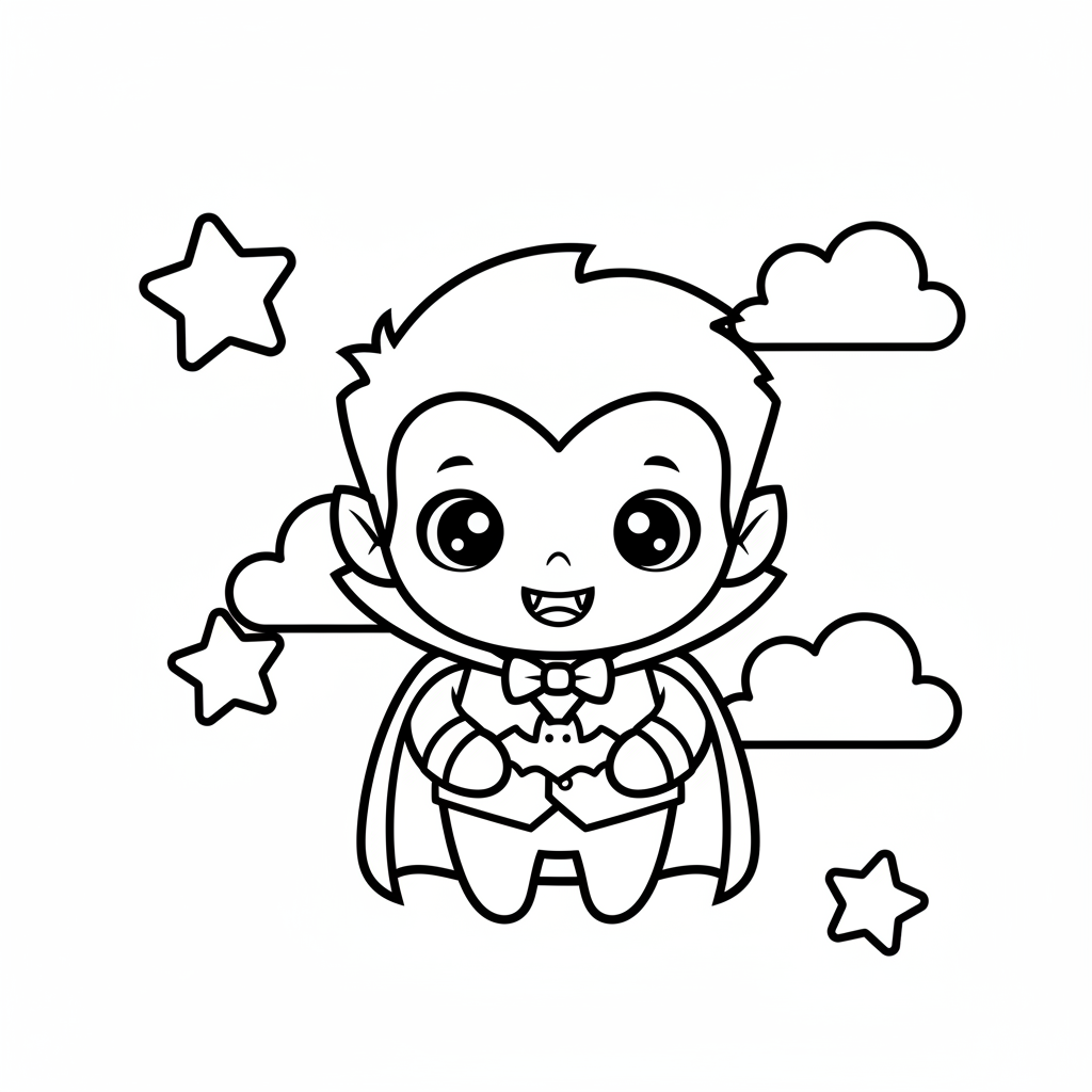 Vampire coloring page for toddlers - Standard style