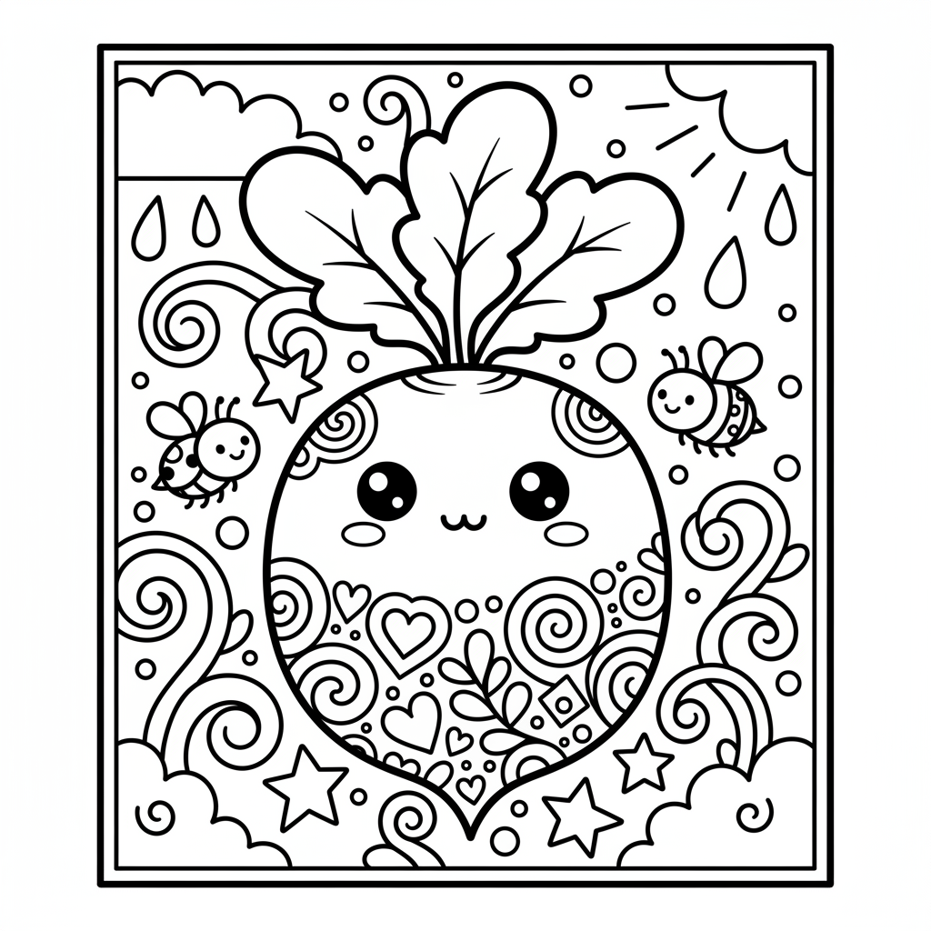 Vegetable coloring page for adults - Standard style
