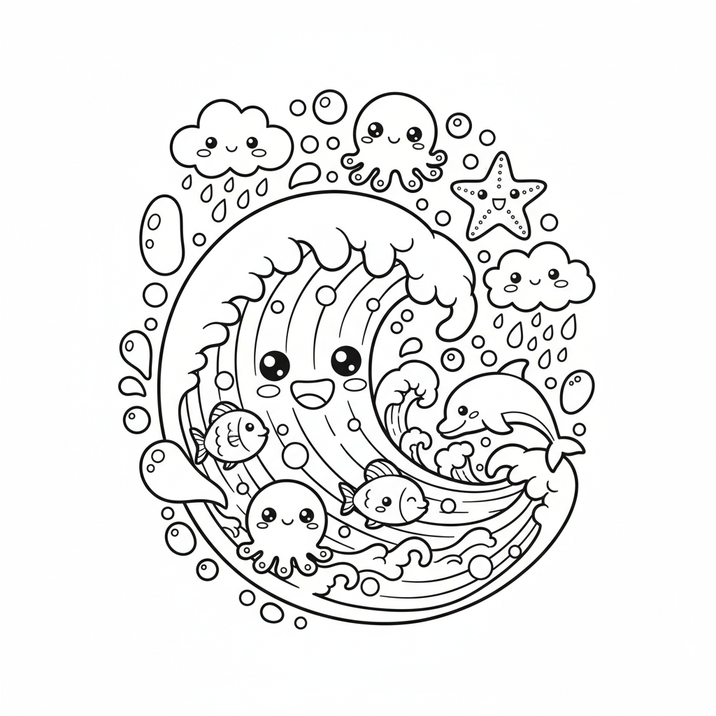 Water coloring page for adults - Standard style