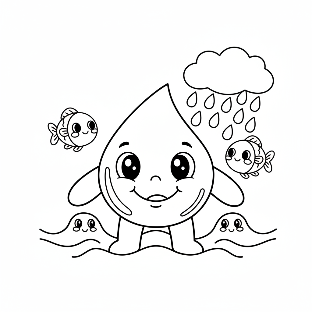 Water coloring page for toddlers - Standard style