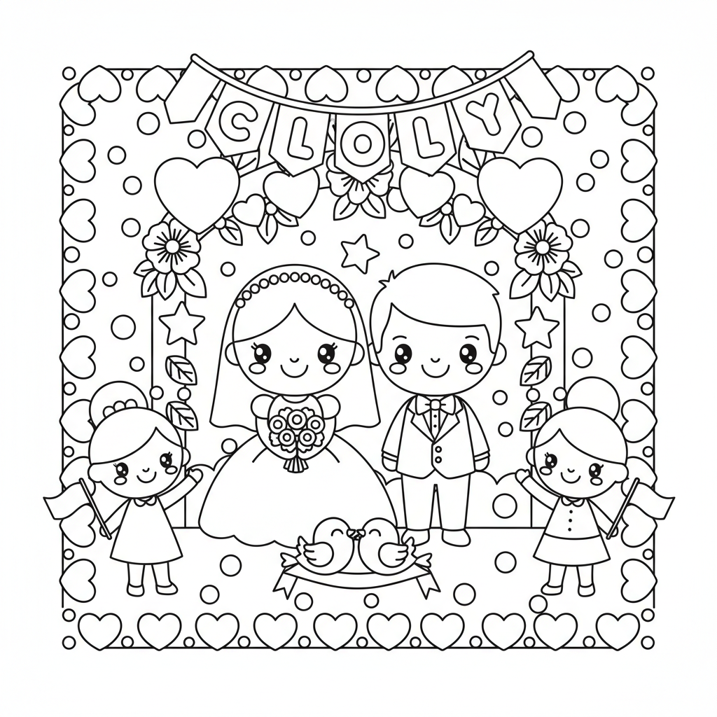 Wedding coloring page for teens - Standard style