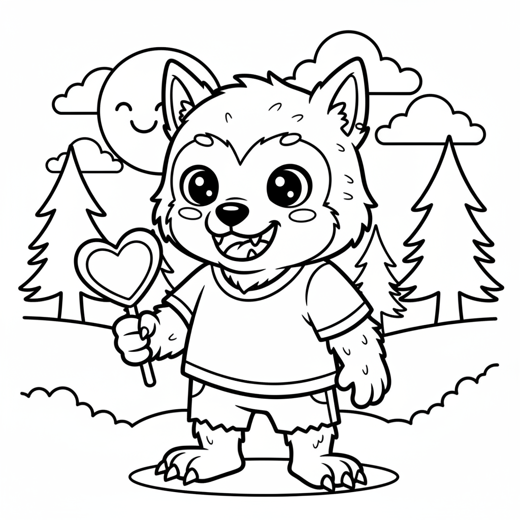 Werewolf coloring page for adults - Standard style