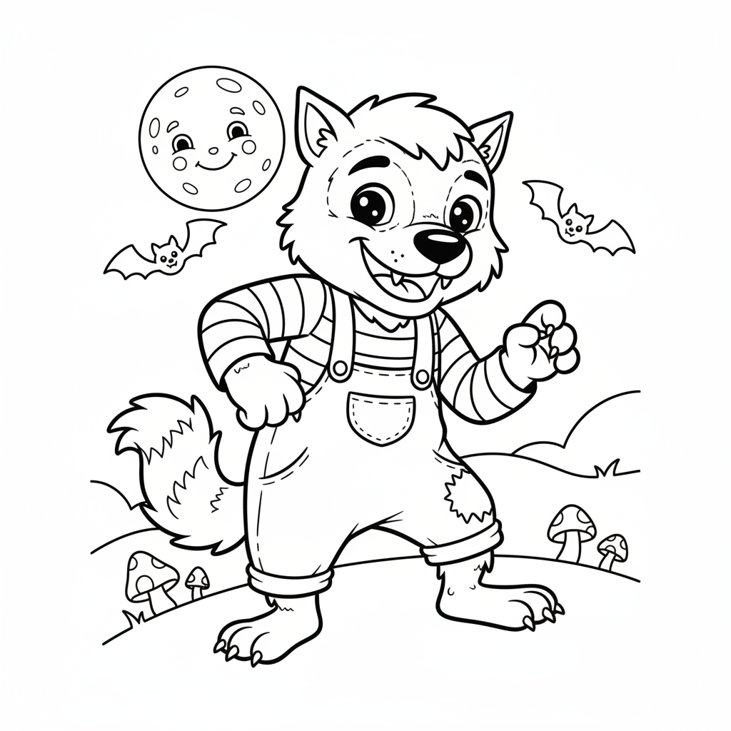 Werewolf coloring page for kids - Standard style