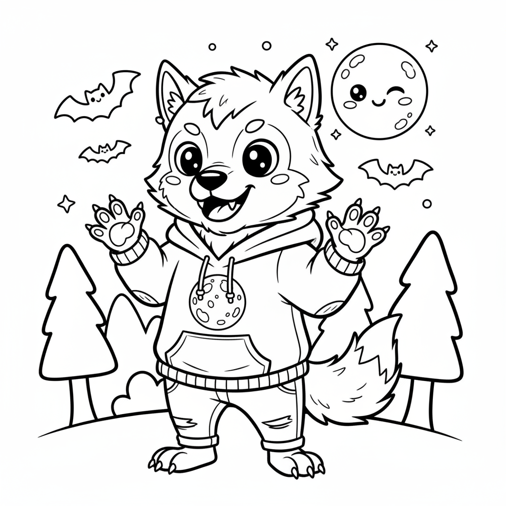 Werewolf coloring page for teens - Standard style