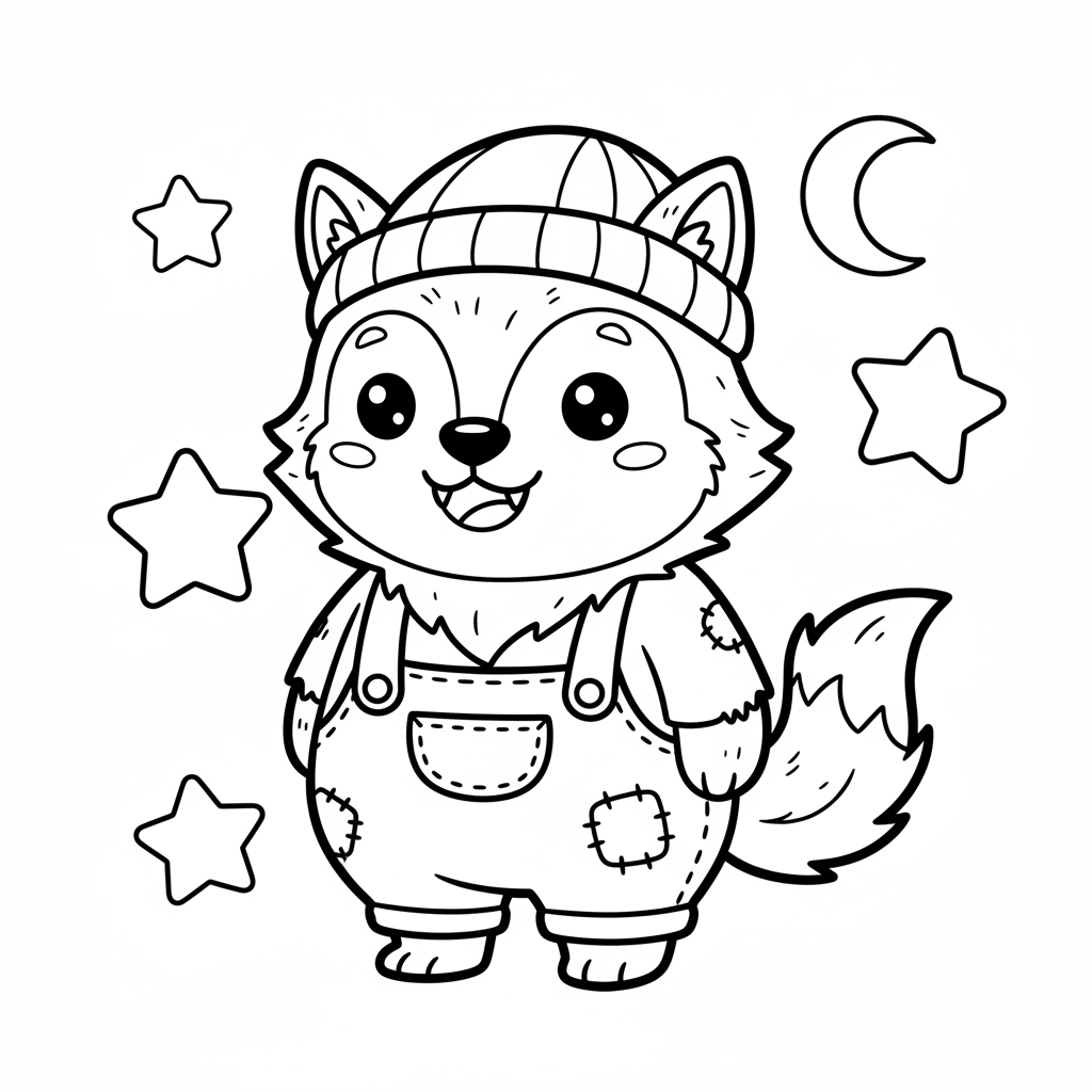 Werewolf coloring page for toddlers - Standard style