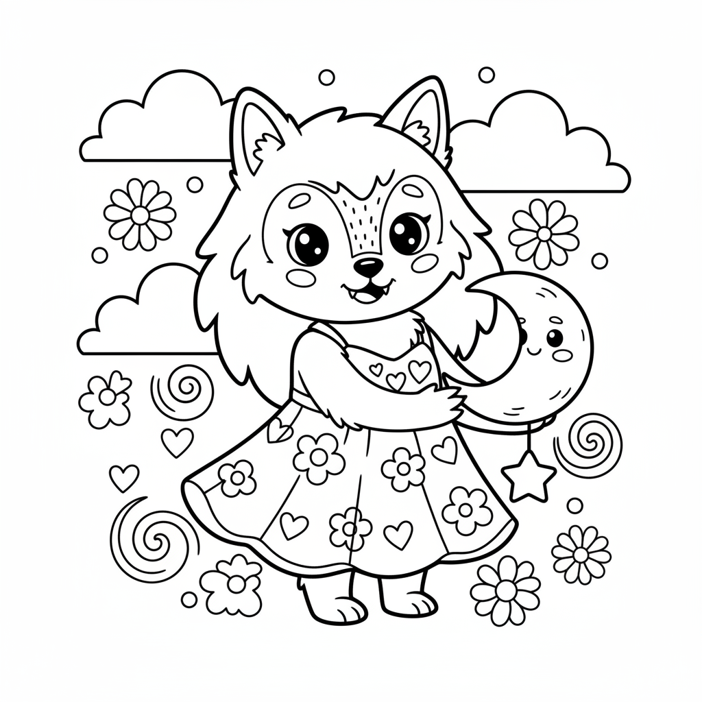 Free printable Werewolf coloring page for Women. High-quality black and white coloring sheet designed for Women. Perfect for creativity and fun.