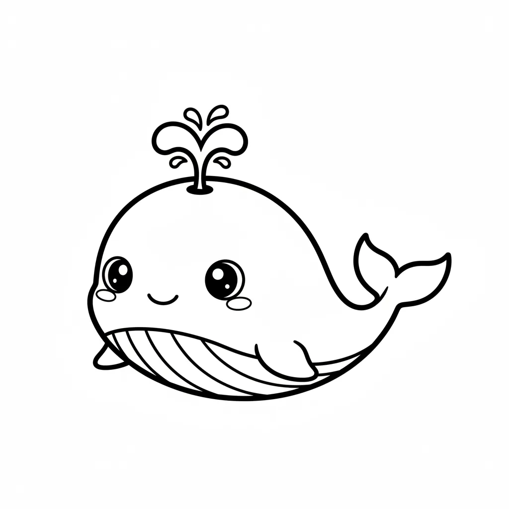 Whale coloring page for beginners - Standard style