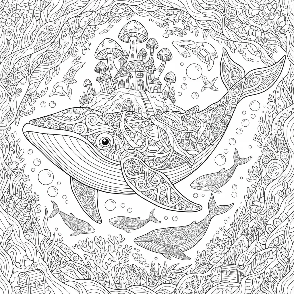 Whale coloring page for experts - Standard style