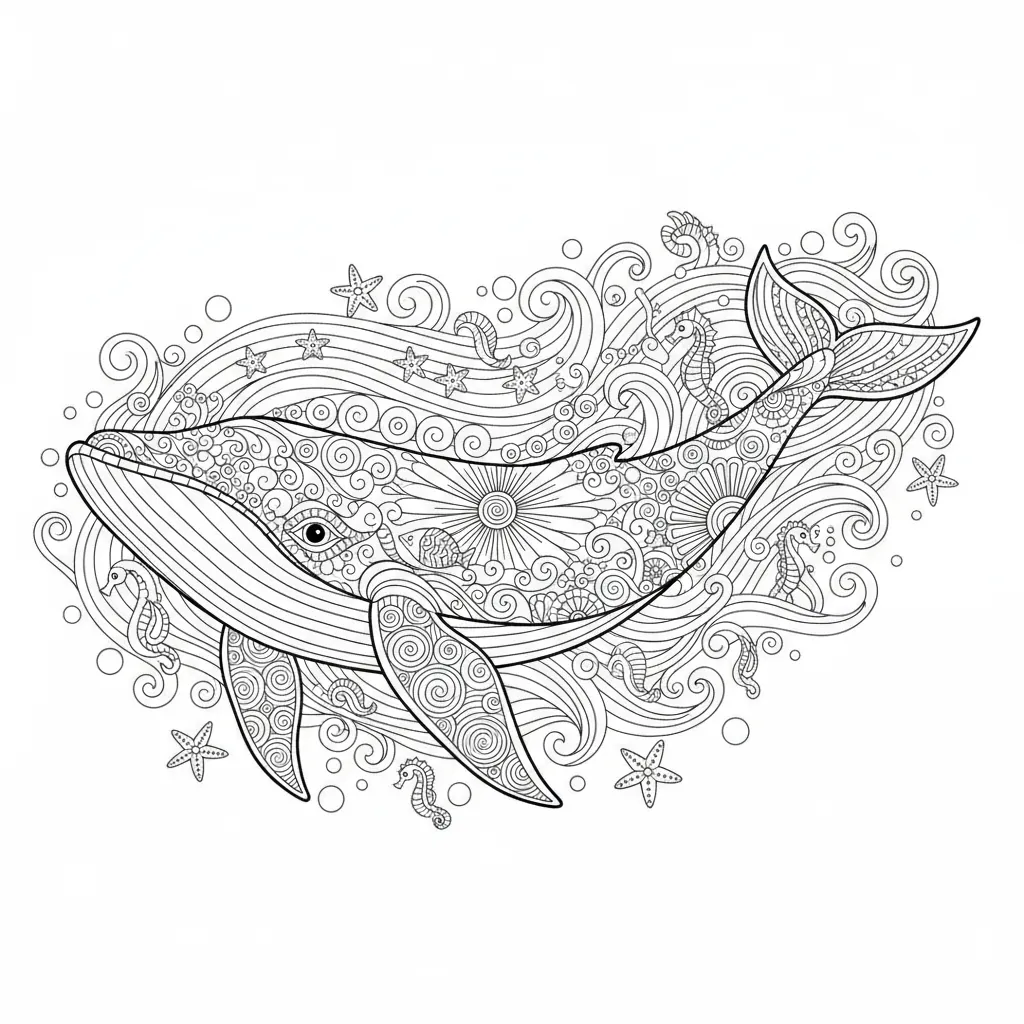 Whale coloring page for kids - Standard style