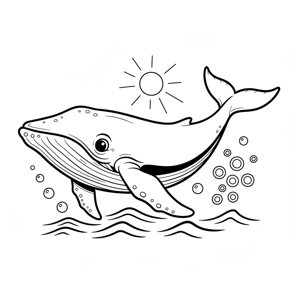 Whale coloring page for preschoolers - Standard style