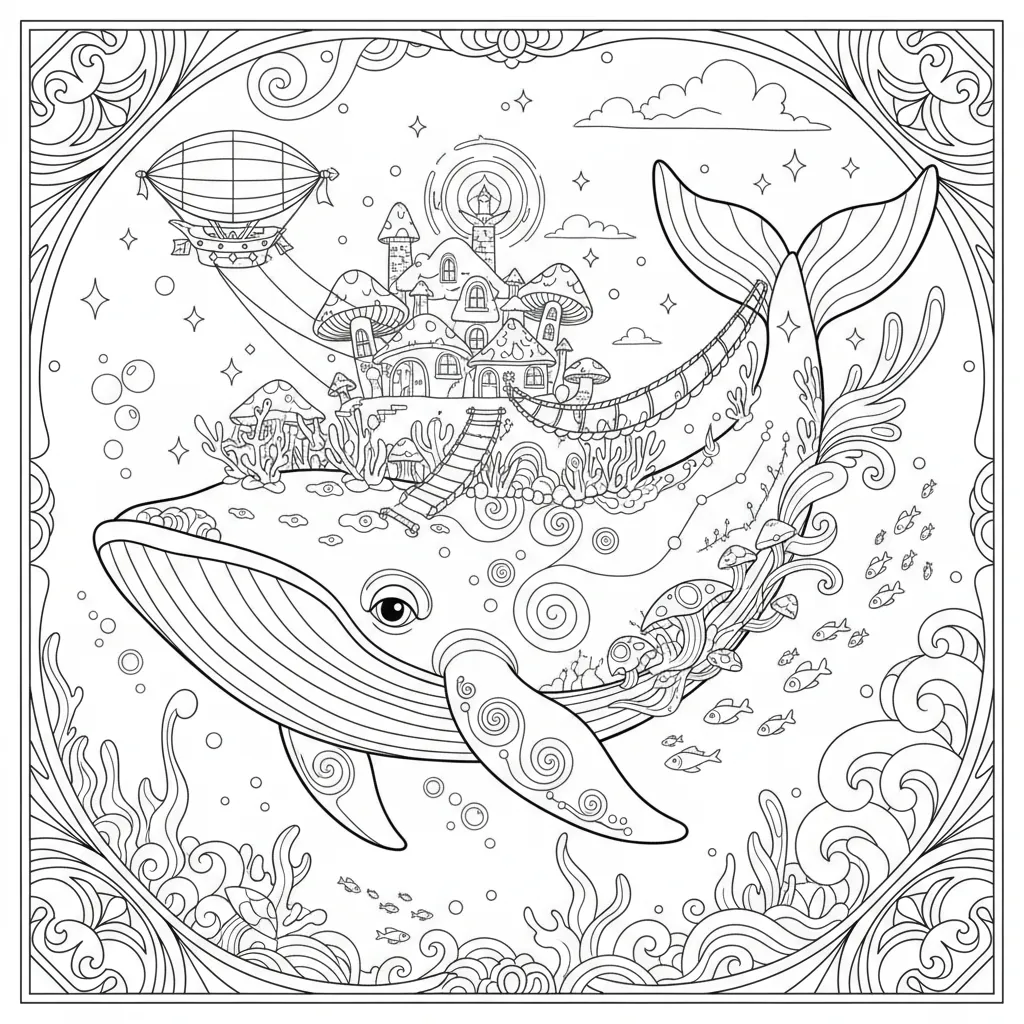 Whale coloring page for teens - Standard style