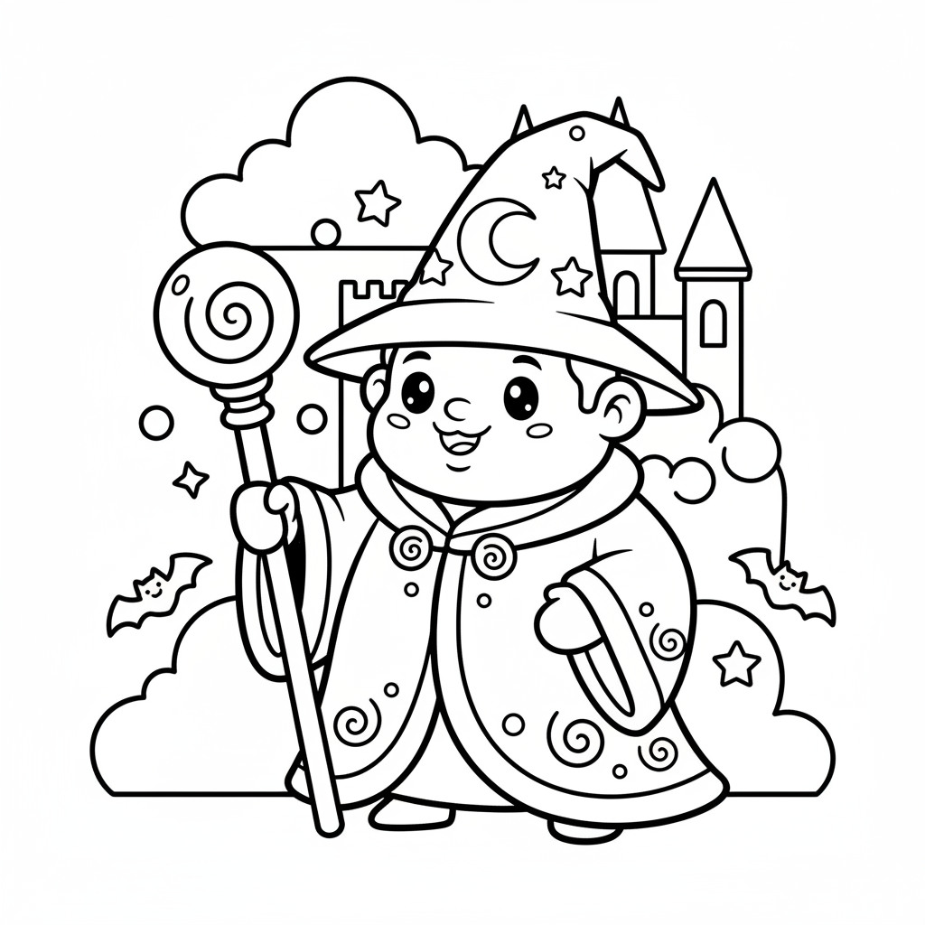 Wizard coloring page for adults - Standard style