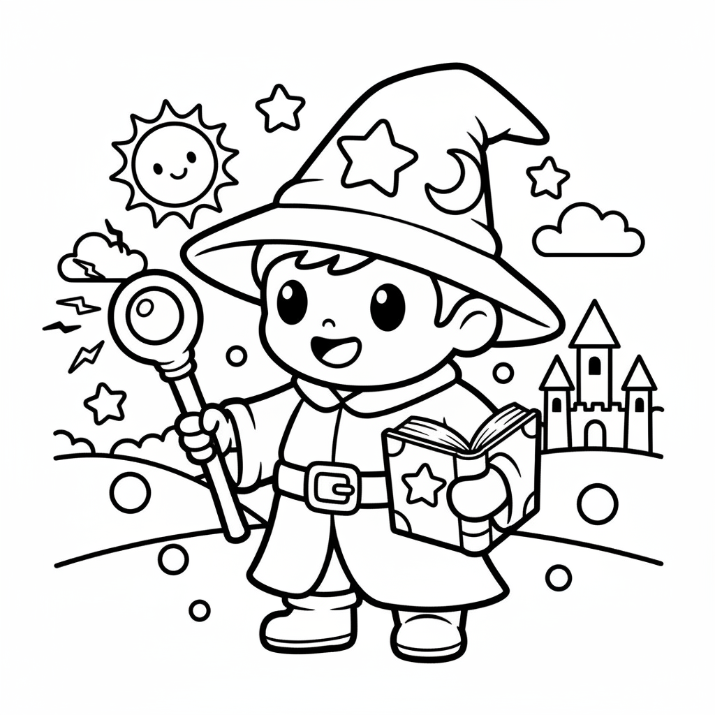 Wizard coloring page for men - Standard style