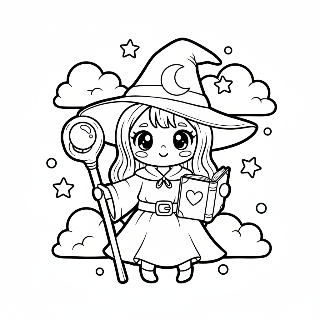 Wizard coloring page for women - Standard style