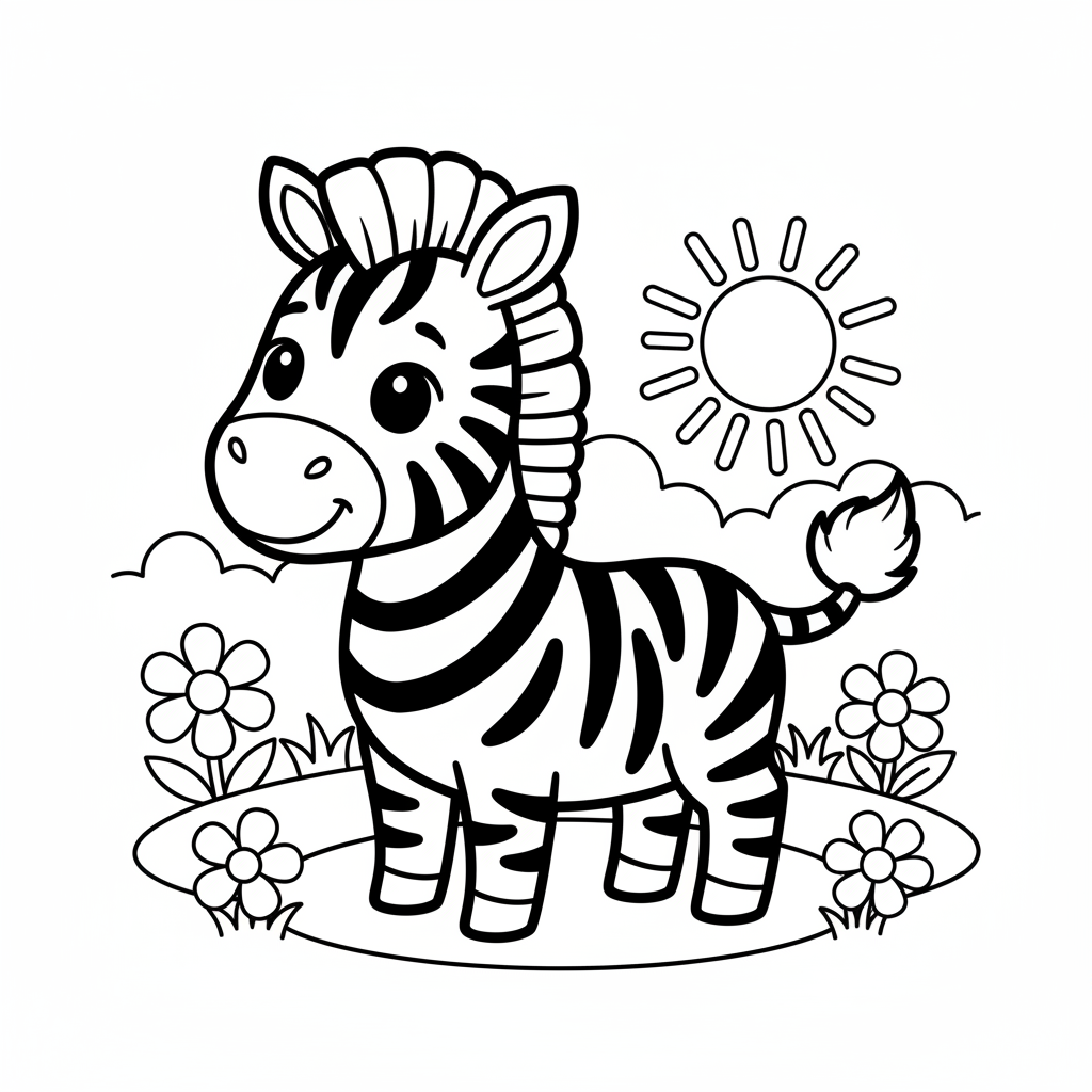 Zebra coloring page for beginners - Standard style