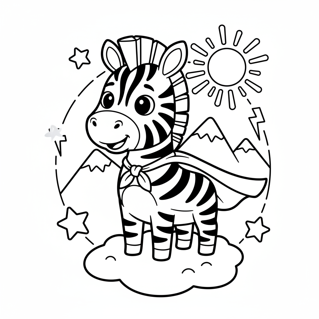 Zebra coloring page for boys - Standard style