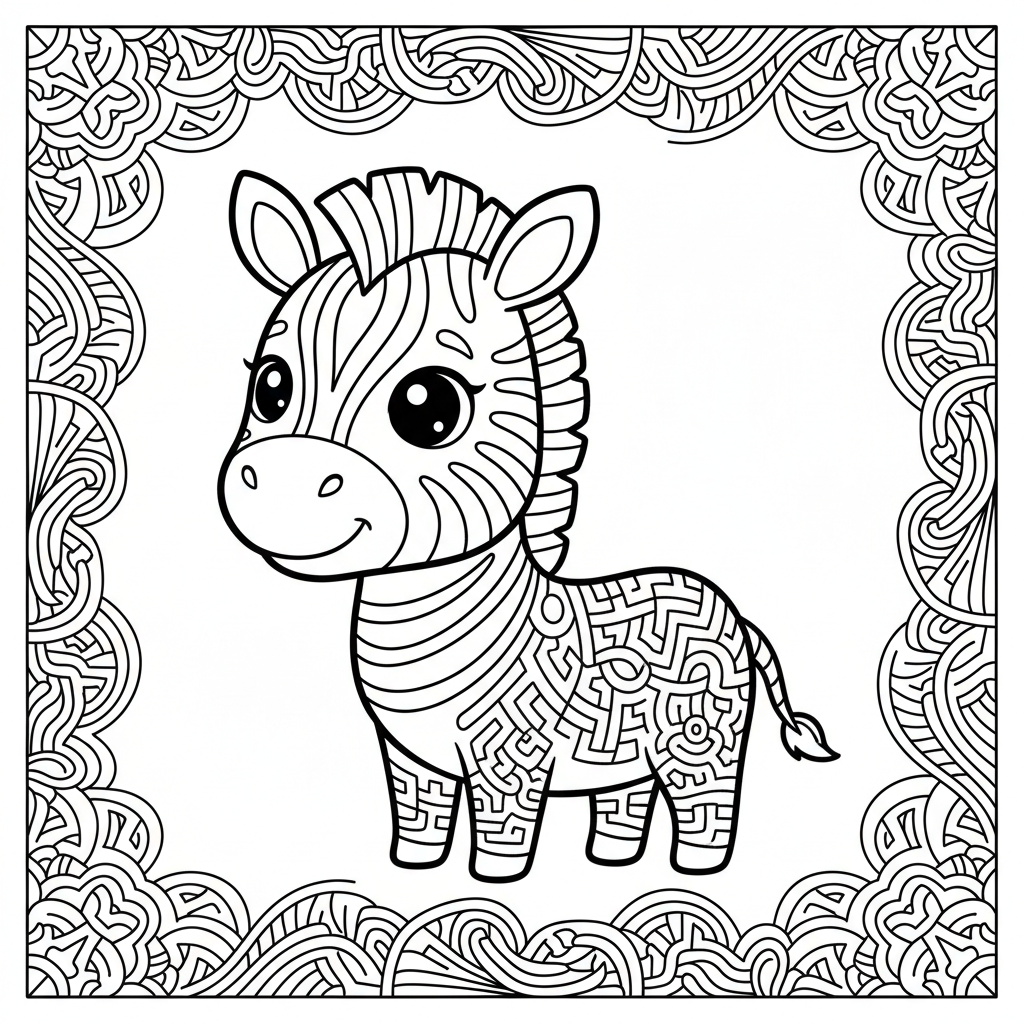 Zebra coloring page for experts - Standard style