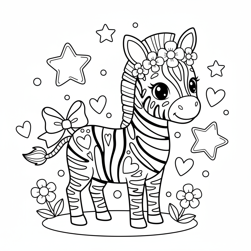 Zebra coloring page for girls - Standard style
