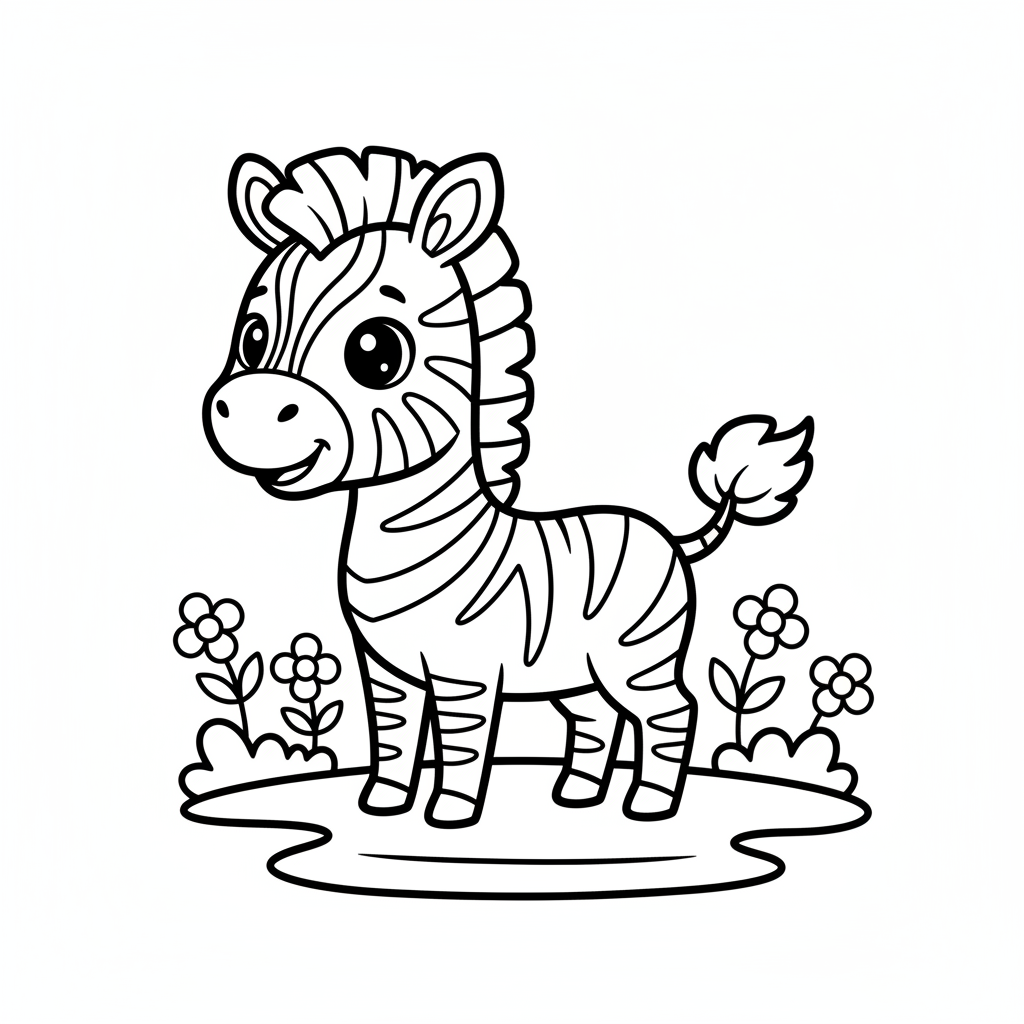 Zebra coloring page for kids - Standard style