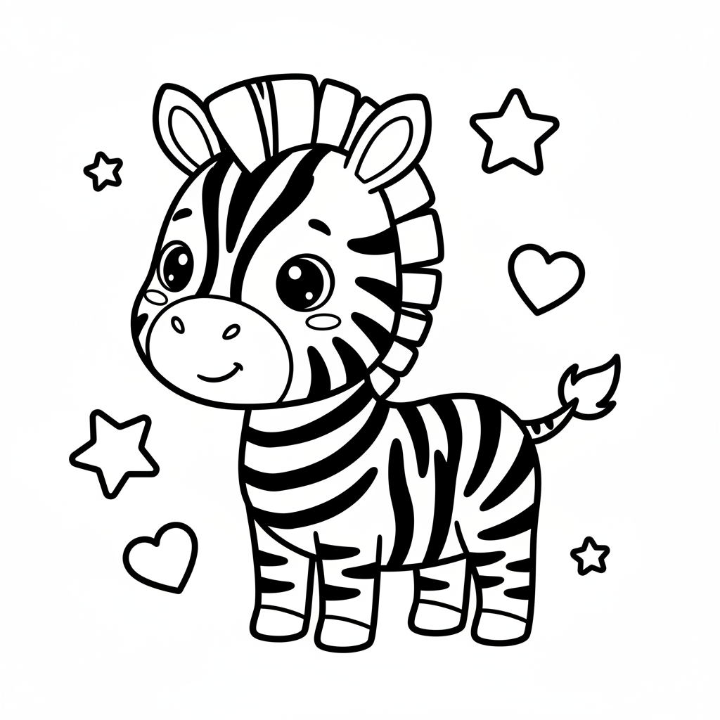 Zebra coloring page for kindergarteners - Standard style
