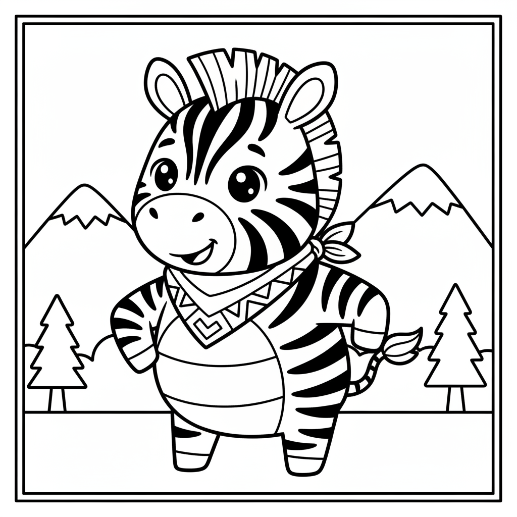 Zebra coloring page for men - Standard style