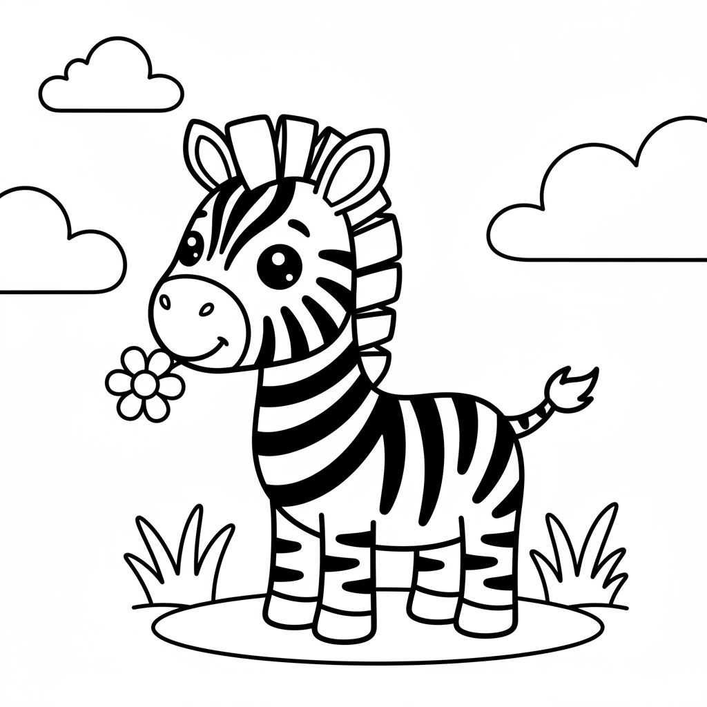 Zebra coloring page for preschoolers - Standard style