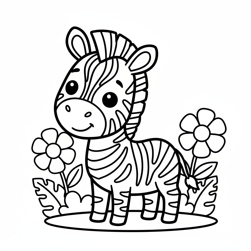 Zebra coloring page for seniors - Standard style