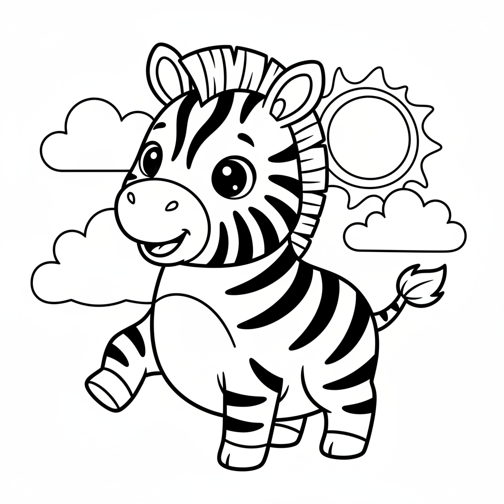 Zebra coloring page for toddlers - Standard style