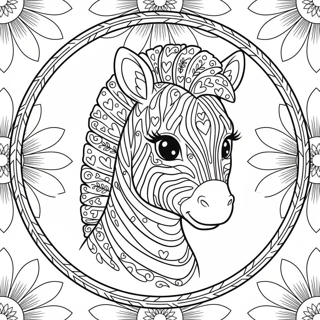 Zebra coloring page for women - Standard style