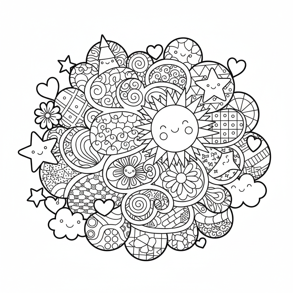 Zentangle coloring page for adults - Standard style