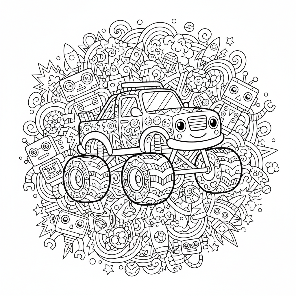 Zentangle coloring page for boys - Standard style