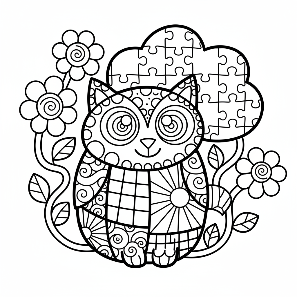 Zentangle coloring page for kids - Standard style