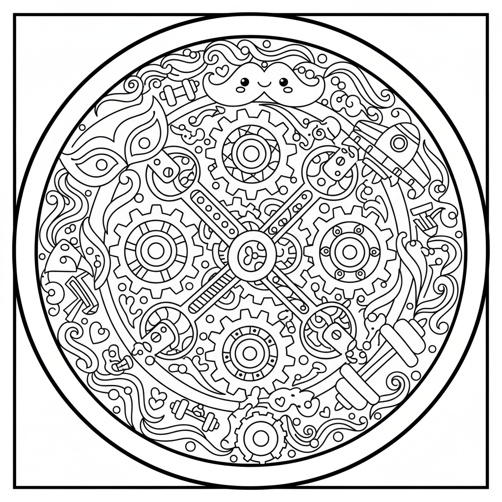 Zentangle coloring page for men - Standard style