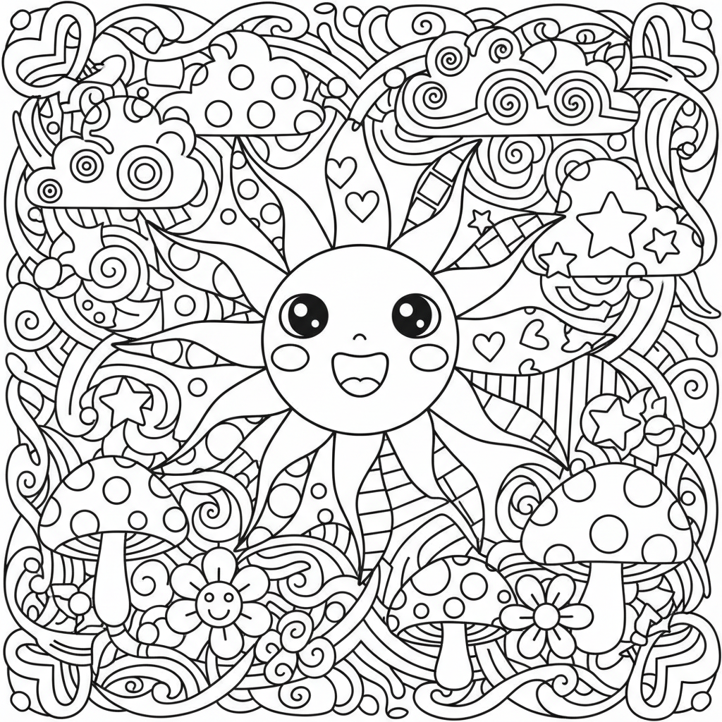 Zentangle coloring page for preschoolers - Standard style