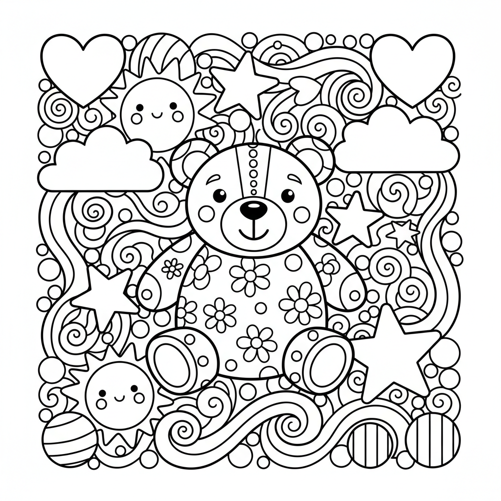Zentangle coloring page for toddlers - Standard style