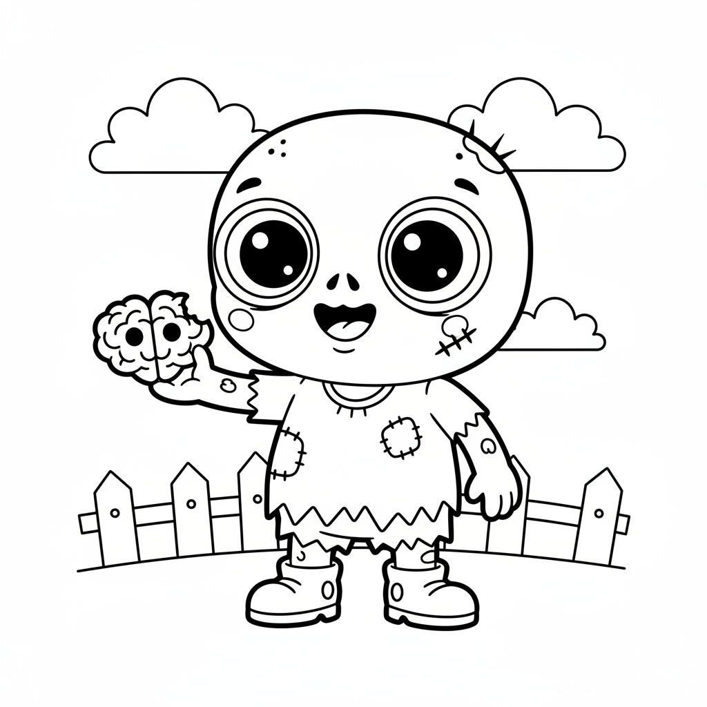 Zombie coloring page for beginners - Standard style