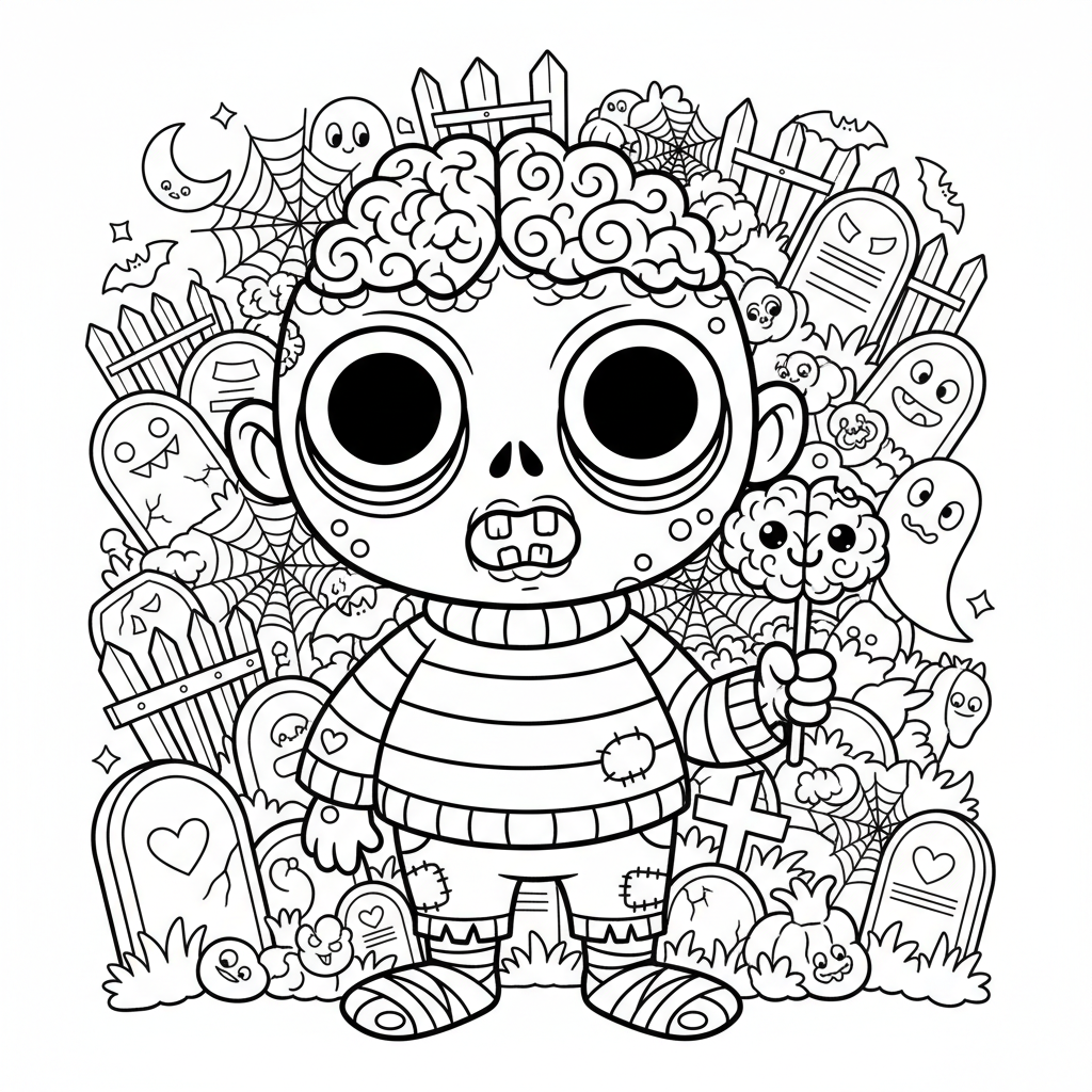 Zombie coloring page for experts - Standard style