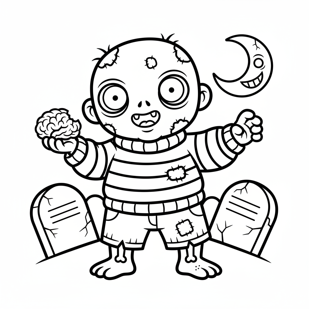 Zombie coloring page for intermediates - Standard style
