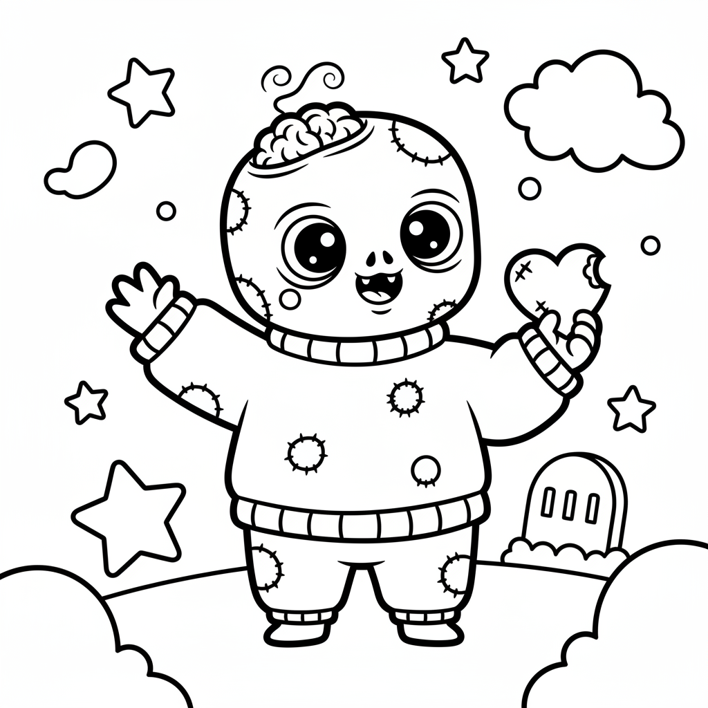 Zombie coloring page for seniors - Standard style